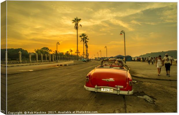 Habana convertible sunset  Canvas Print by Rob Hawkins