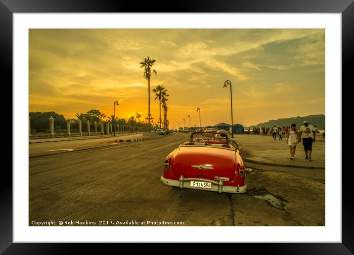 Habana convertible sunset  Framed Mounted Print by Rob Hawkins