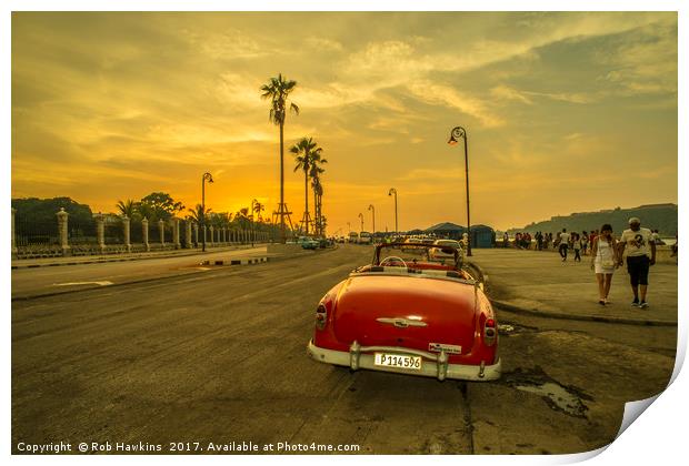 Habana convertible sunset  Print by Rob Hawkins