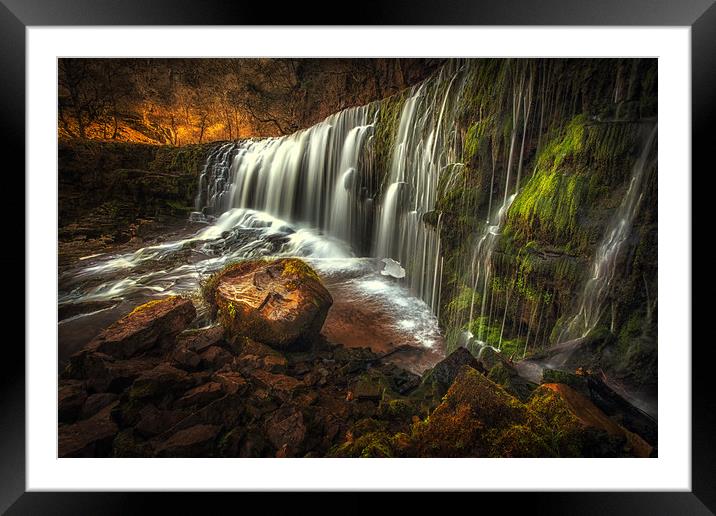 Sgwd Clun Gwyn, top section Framed Mounted Print by Leighton Collins