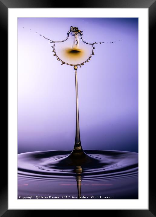Purple gold water drop Framed Mounted Print by Helen Davies