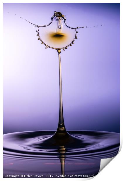 Purple gold water drop Print by Helen Davies