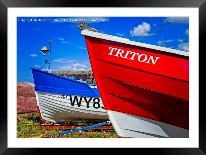 Fishing Boats on the beach at Saltburn-by-the-Sea Framed Mounted Print by Martyn Arnold