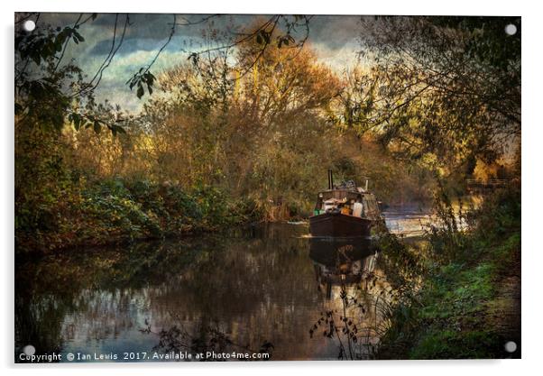Narrowboat On The Kennet And Avon Acrylic by Ian Lewis