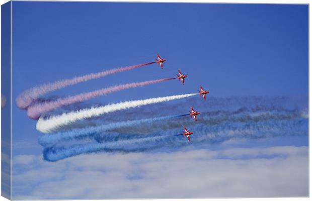 Red Arrows Red White & Blue Canvas Print by David Woollands