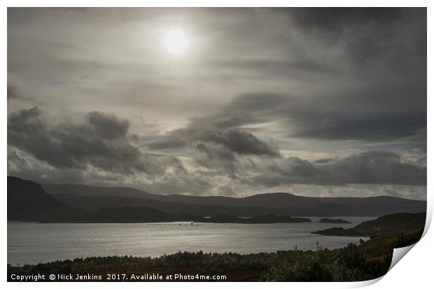 Across Loch Torridon from above Inveralligin  Print by Nick Jenkins
