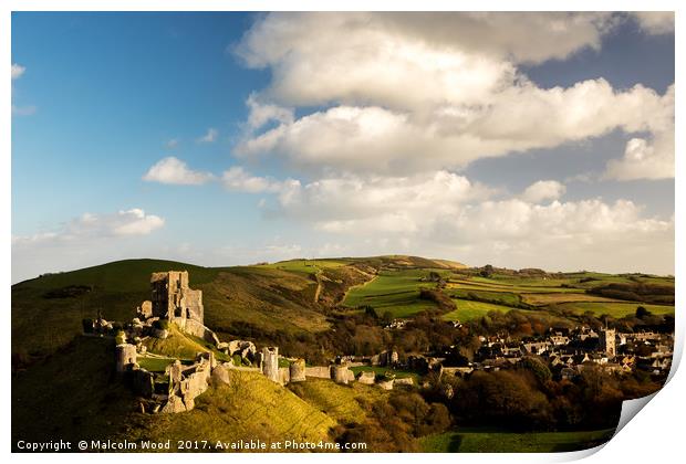 Corfe Castle Print by Malcolm Wood