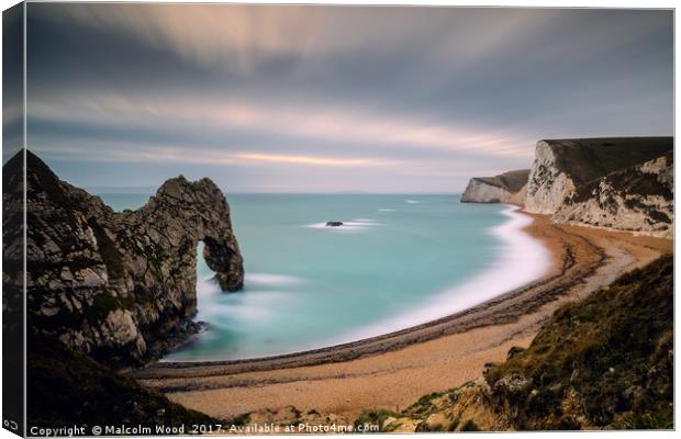 Durdle Door Sunset Canvas Print by Malcolm Wood