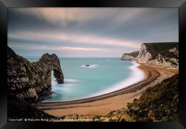 Durdle Door Sunset Framed Print by Malcolm Wood