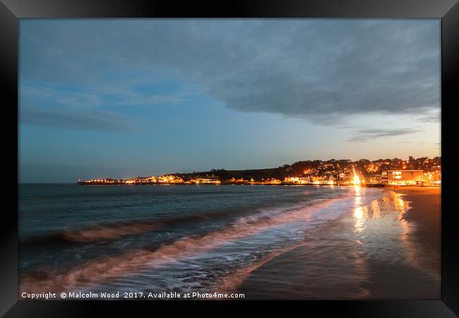 Twilight At Swanage Framed Print by Malcolm Wood