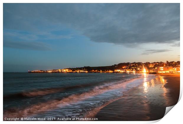 Twilight At Swanage Print by Malcolm Wood
