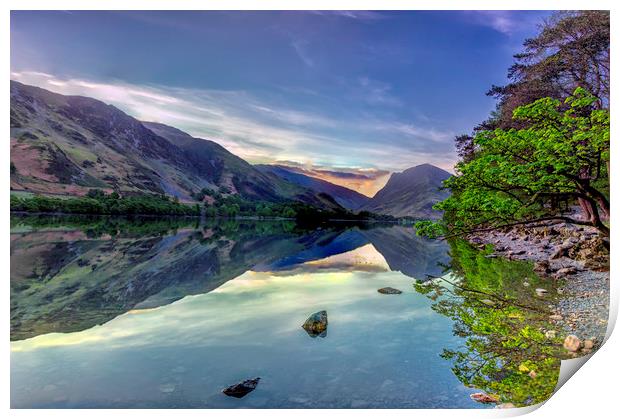 Captivating Sunrise at Buttermere Water Print by James Marsden