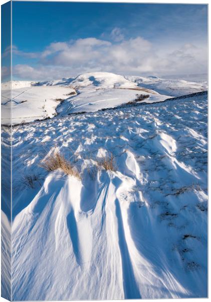 Drifting snow in the Peak District hills Canvas Print by Andrew Kearton