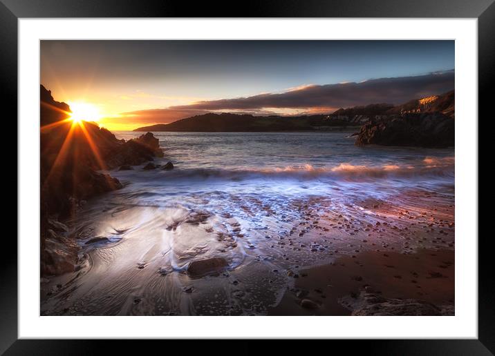 Sunset at Rotherslade Bay Framed Mounted Print by Leighton Collins