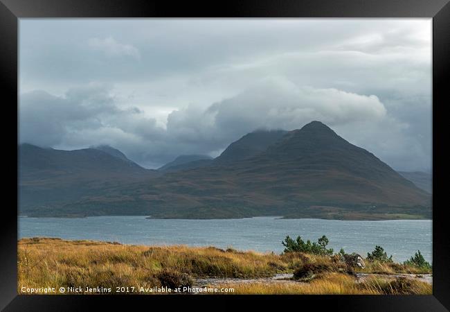 Ben Damph across Loch Torridon Scotland Framed Print by Nick Jenkins