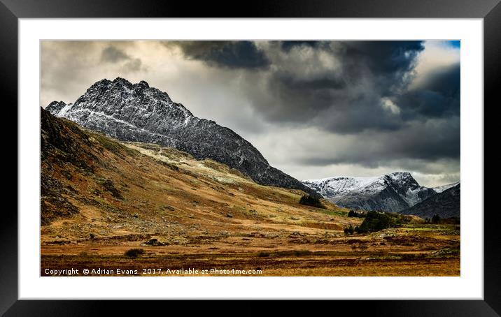 Mighty Tryfan Mountain Framed Mounted Print by Adrian Evans