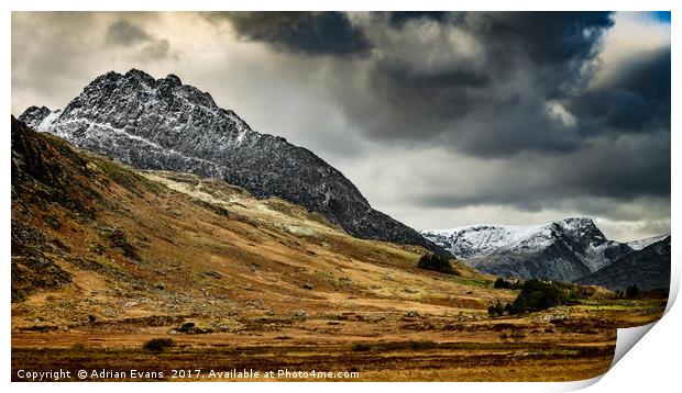 Mighty Tryfan Mountain Print by Adrian Evans