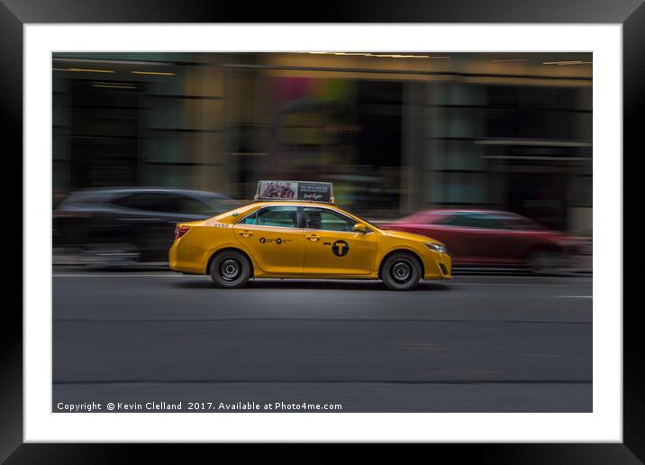 Yellow Cab Framed Mounted Print by Kevin Clelland