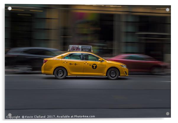 Yellow Cab Acrylic by Kevin Clelland