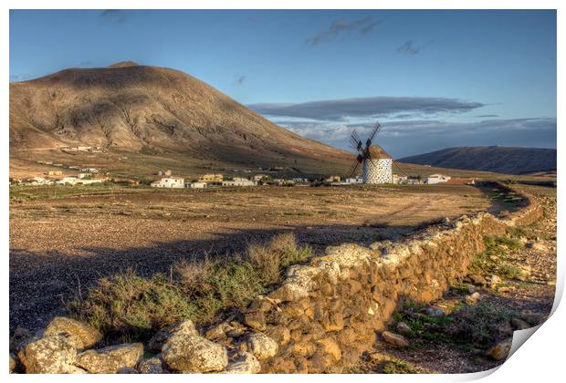 Windmill Landscape, Villaverde, Fuerteventura Print by John Parker