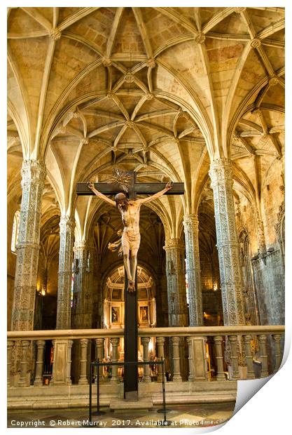 Crucifix, Church of Santa Maria, Belem, Lisbon. Print by Robert Murray