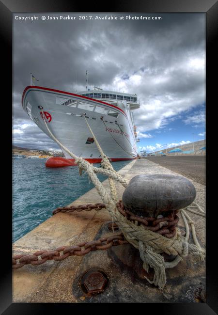 The Ferry, Morro Jable, Fuerteventura Framed Print by John Parker