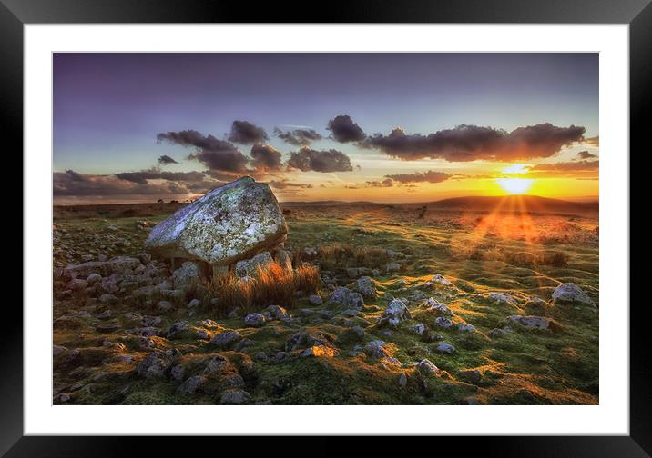 Arthur's stone at sunset Framed Mounted Print by Leighton Collins