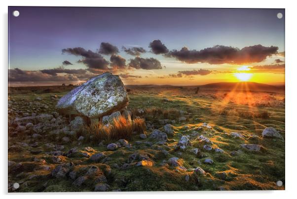 Arthur's stone at sunset Acrylic by Leighton Collins