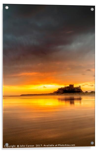 Bamburgh Castle Sunrise Acrylic by John Carson
