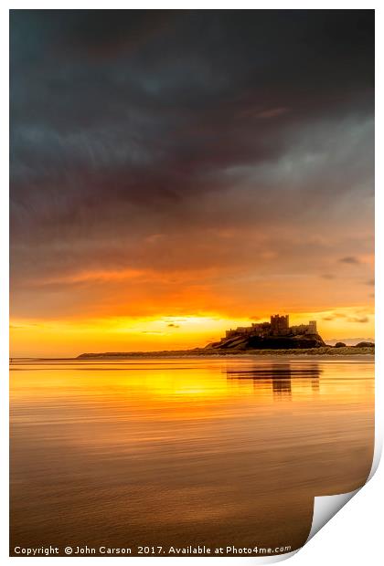 Bamburgh Castle Sunrise Print by John Carson