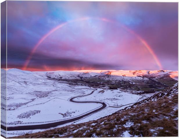 Snowbow over Edale valley Canvas Print by John Finney