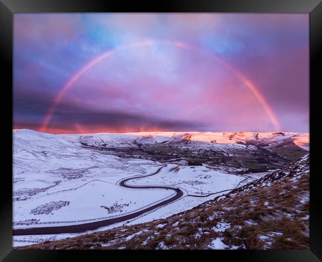 Snowbow over Edale valley Framed Print by John Finney