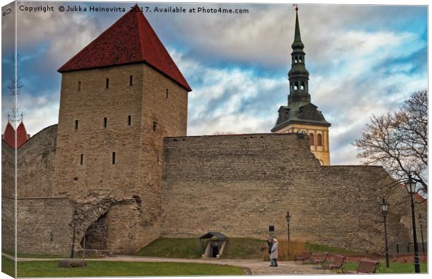 Tourists At The Old Town Of Tallinn Canvas Print by Jukka Heinovirta