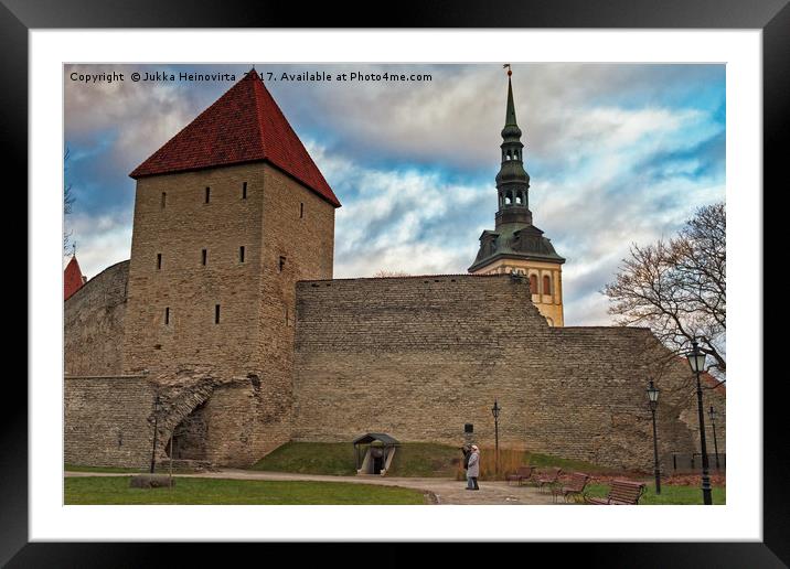 Tourists At The Old Town Of Tallinn Framed Mounted Print by Jukka Heinovirta