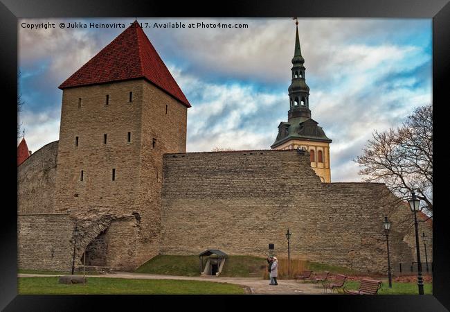 Tourists At The Old Town Of Tallinn Framed Print by Jukka Heinovirta