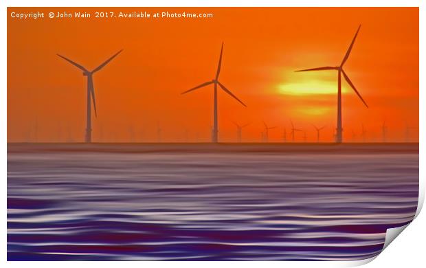 Windmills in the Sun (Digital Art)  Print by John Wain
