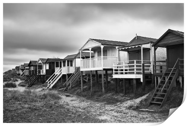 Beach Huts, North Norfolk, UK Print by John Edwards