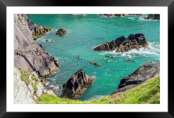 Kayaking off the Pembrokeshire Coast at Porthclais Framed Mounted Print by Nick Jenkins