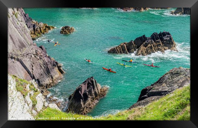 Kayaking off the Pembrokeshire Coast at Porthclais Framed Print by Nick Jenkins
