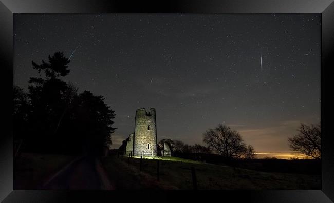 Meteors over the ruins of St Mary’s church Framed Print by Gary Pearson