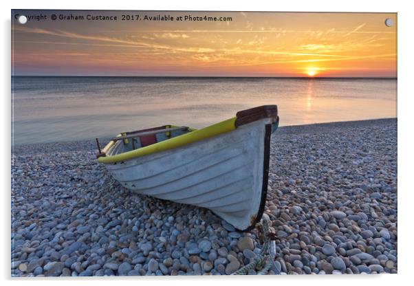 Chesil Beach Sunset Acrylic by Graham Custance