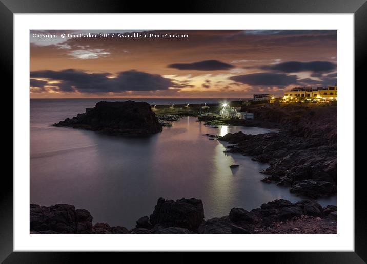 The New Harbour at night Framed Mounted Print by John Parker