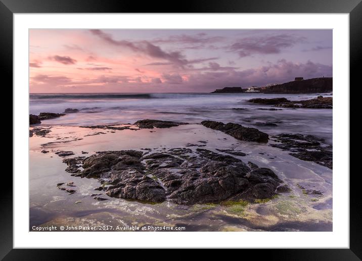 Surfers Beach Dusk Framed Mounted Print by John Parker