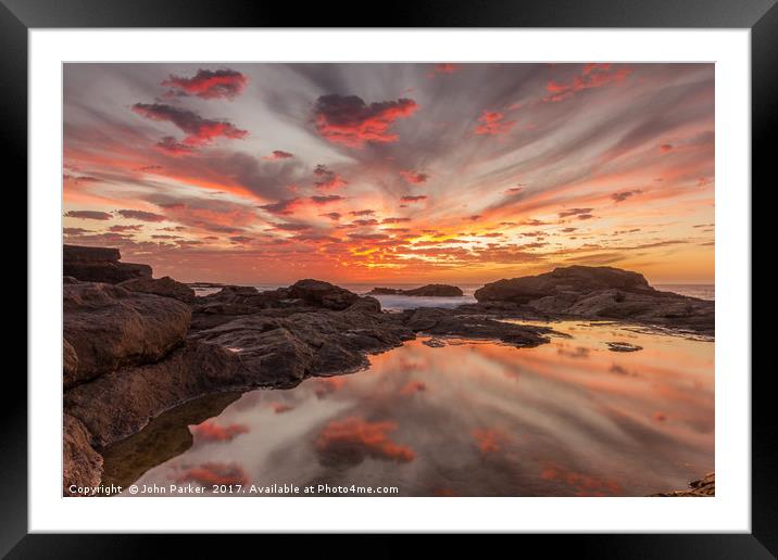 Rock Pool Sunset Framed Mounted Print by John Parker