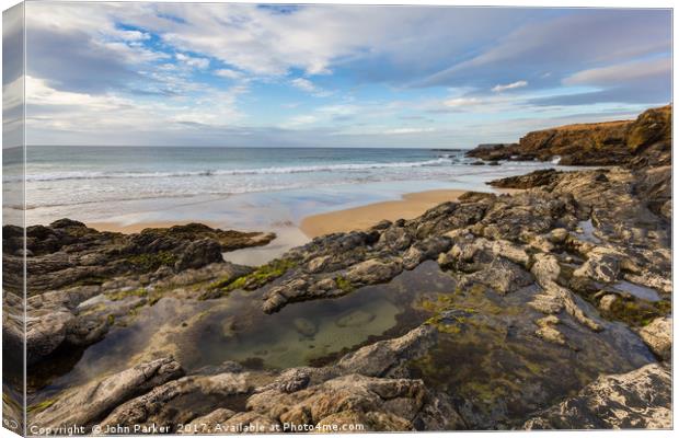 Rock Pools At The Beach Canvas Print by John Parker