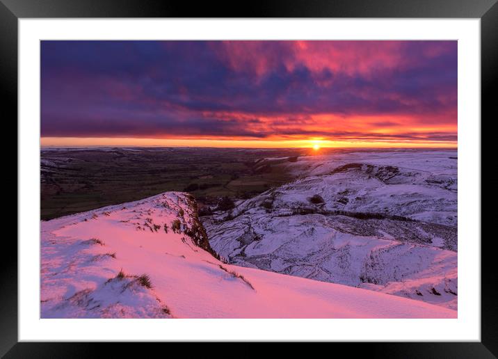 Peak District Winter sunrise Framed Mounted Print by John Finney