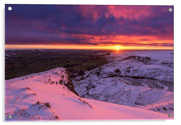 Peak District Winter sunrise Acrylic by John Finney