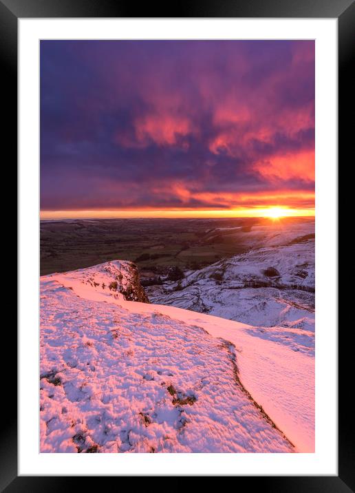 Sunrise over a winter wonderland, Derbyshire, UK  Framed Mounted Print by John Finney