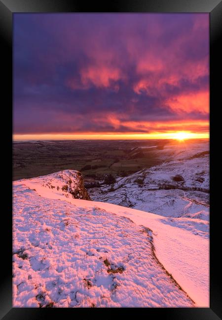 Sunrise over a winter wonderland, Derbyshire, UK  Framed Print by John Finney
