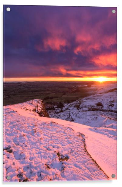 Sunrise over a winter wonderland, Derbyshire, UK  Acrylic by John Finney